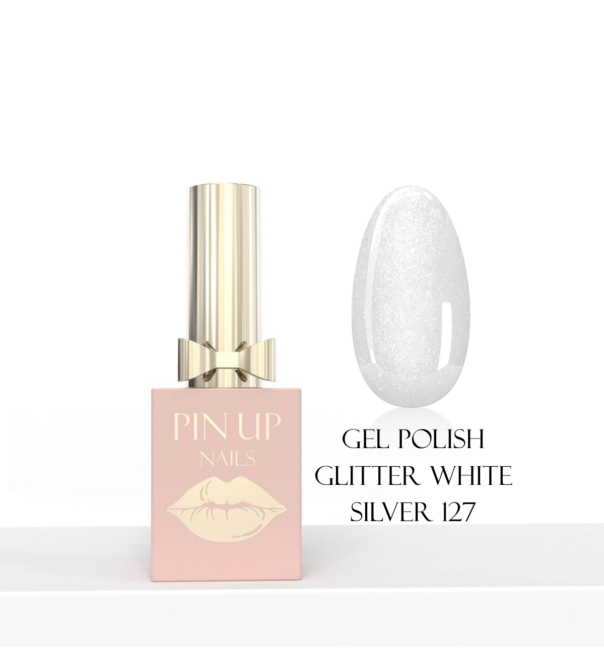 GEL POLISH GLITTER WHITE SILVER 127